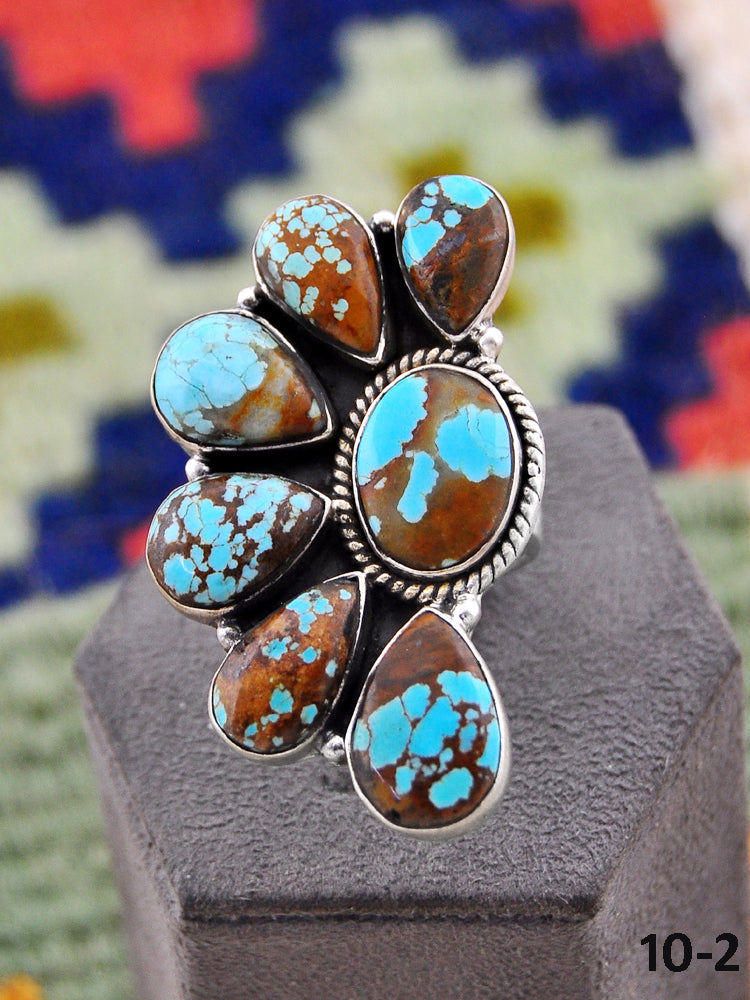 Southwest Handmade Number 8 Turquoise & Sterling Silver Ring
