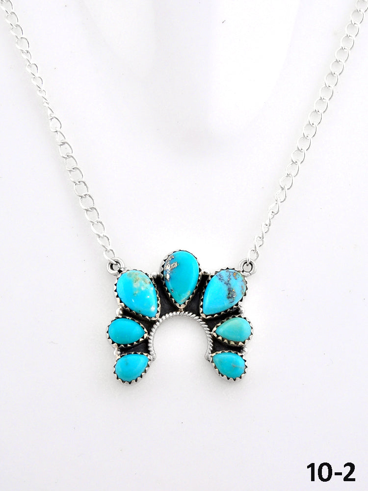 Southwest Made Kingman Turquoise & Sterling Silver Naja Necklace