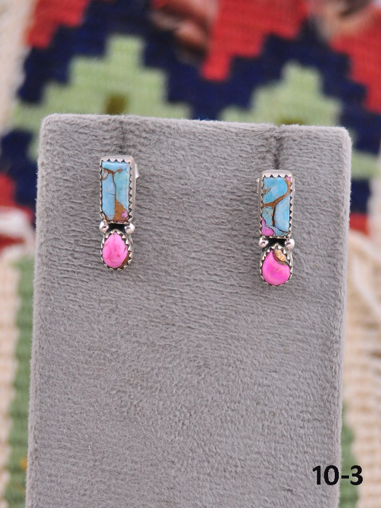 Southwest Made Cotton Candy & Sterling Silver Post Earrings