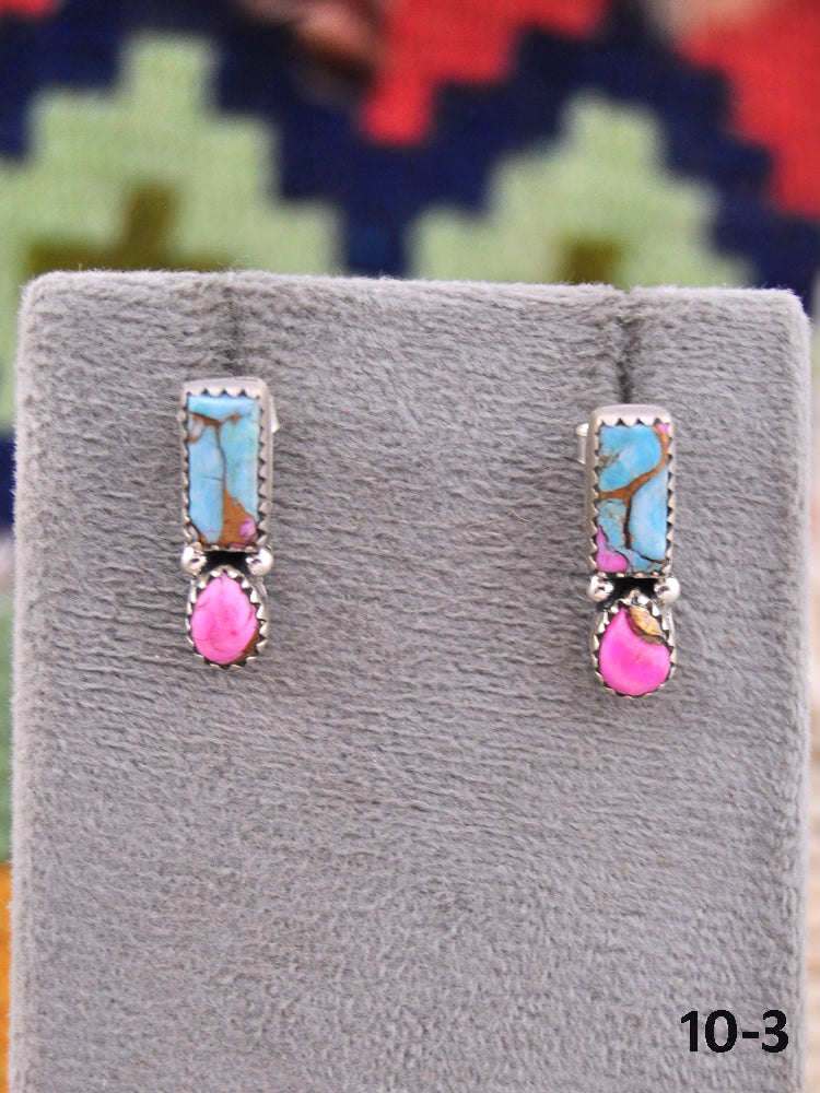 Southwest Made Cotton Candy & Sterling Silver Post Earrings