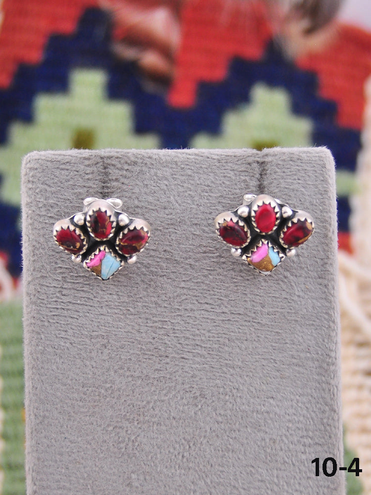 Southwest Made Multi Stone & Sterling Silver Post Earrings