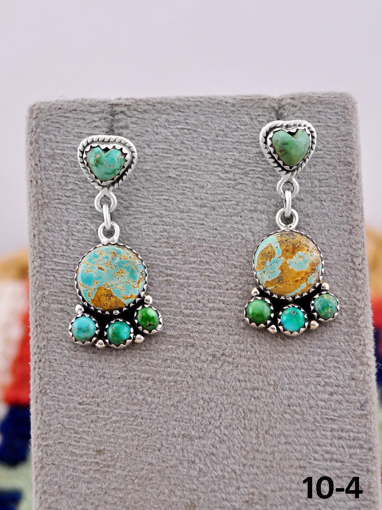 Southwest Handmade Emerald Valley with #8 Turquoise & Sterling Silver Post Earrings