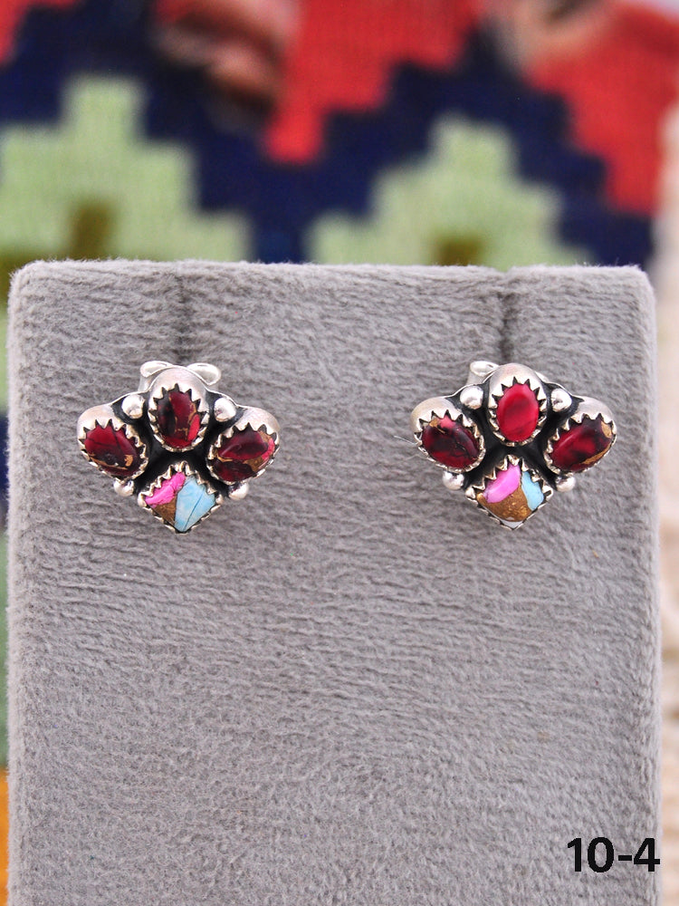 Southwest Made Multi Stone & Sterling Silver Post Earrings