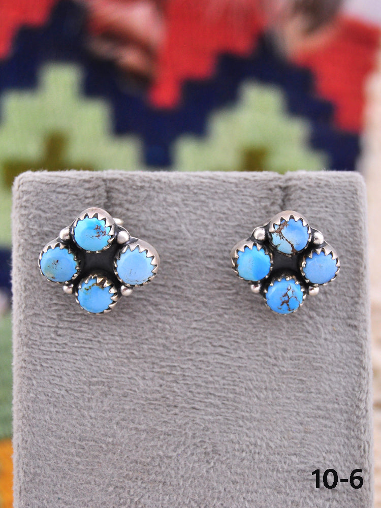 Southwest Made Golden Hill’s Turquoise & Sterling Silver Post Earrings