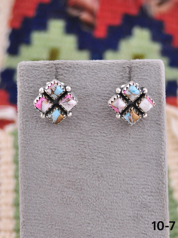 Southwest Made Cotton Candy Mohave & Sterling Silver Post Earrings