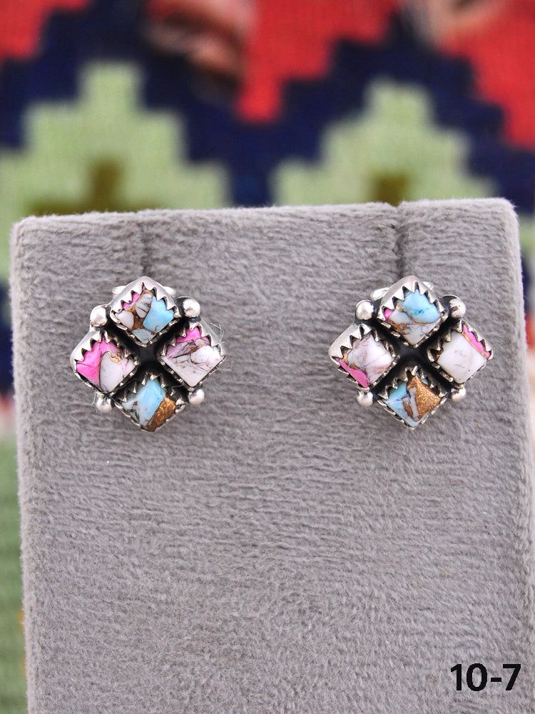 Southwest Made Cotton Candy Mohave & Sterling Silver Post Earrings
