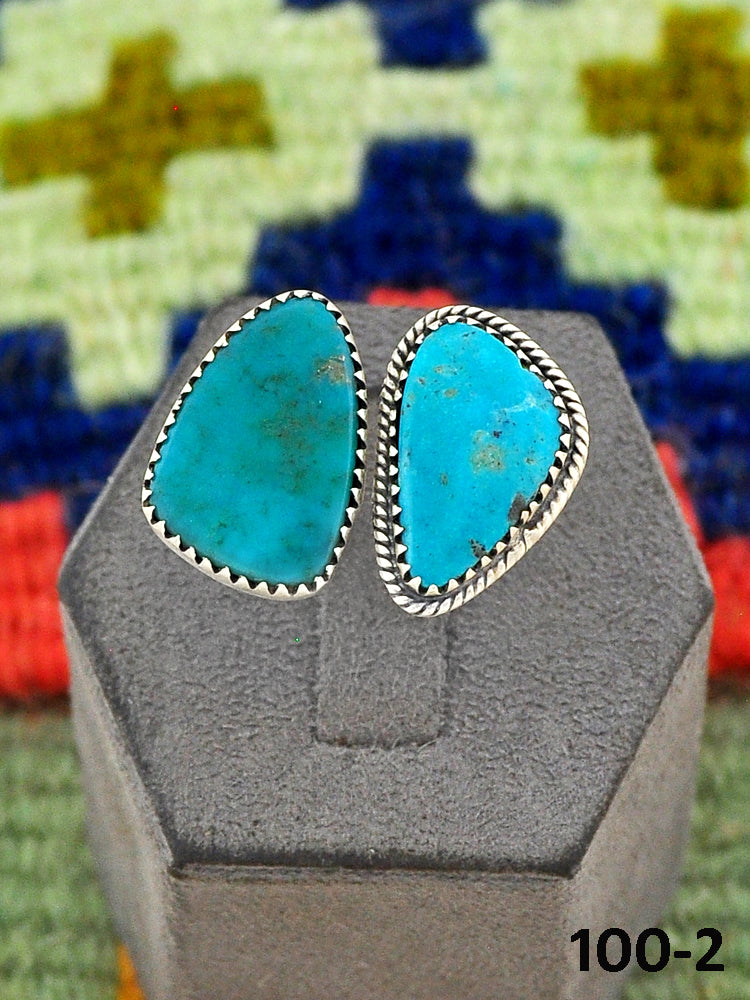 Southwest Handmade Hachita Turquoise & Sterling Silver Adjustable Ring