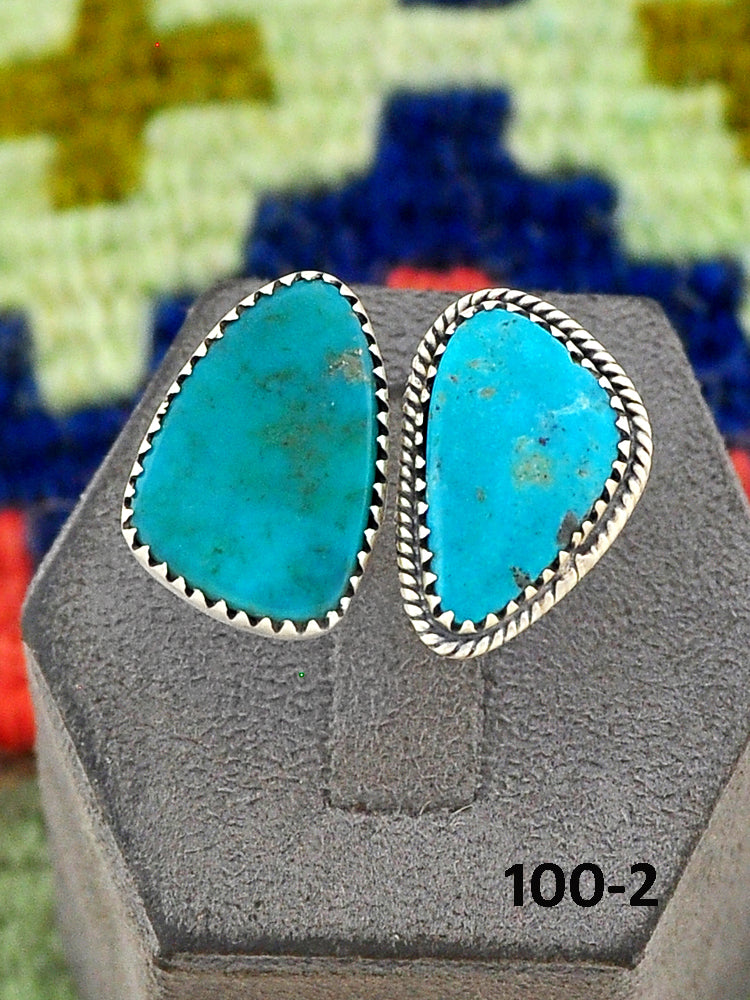 Southwest Handmade Hachita Turquoise & Sterling Silver Adjustable Ring