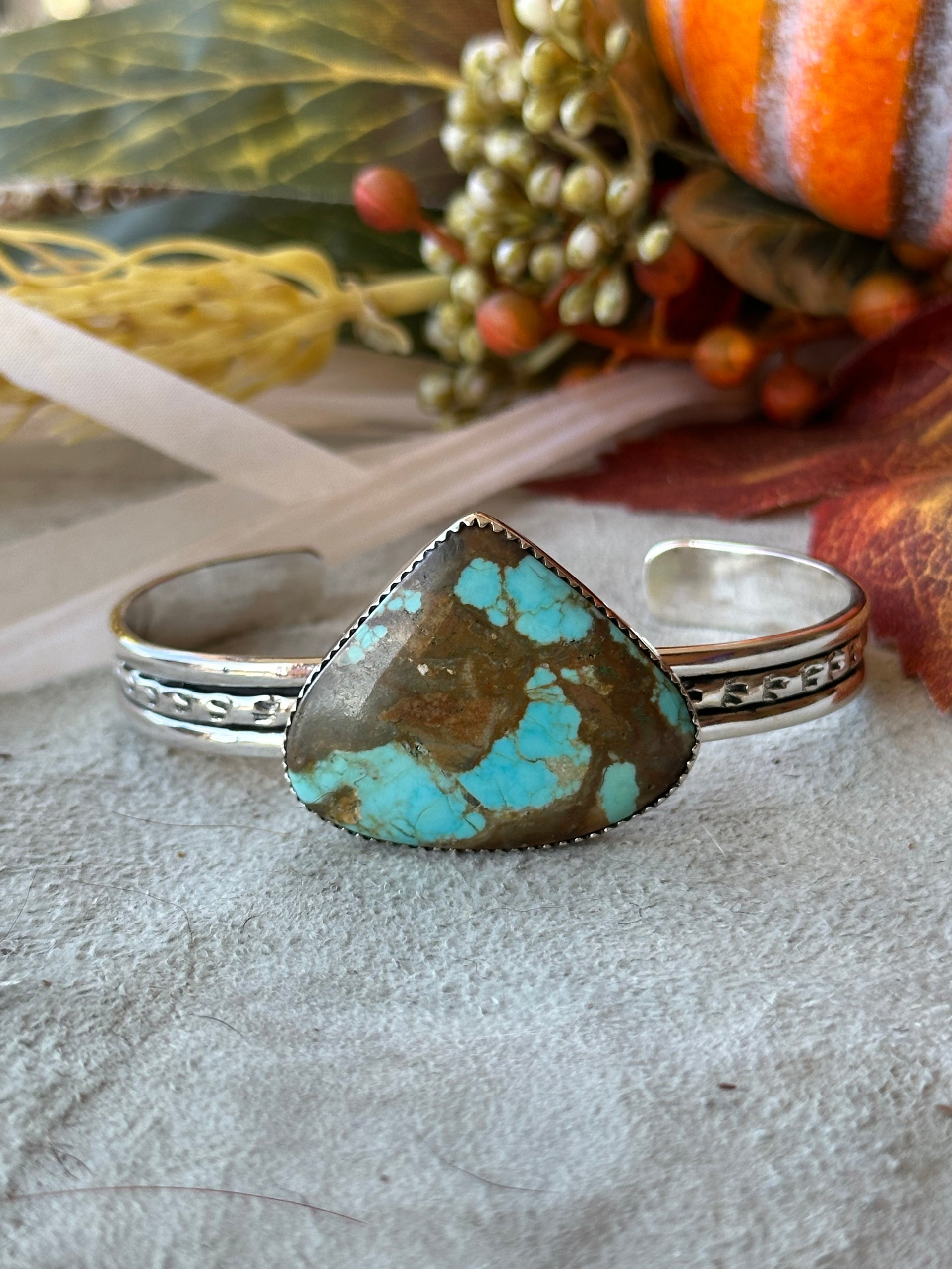 Southwest Made #8 Turquoise & Sterling Silver Cuff Bracelet