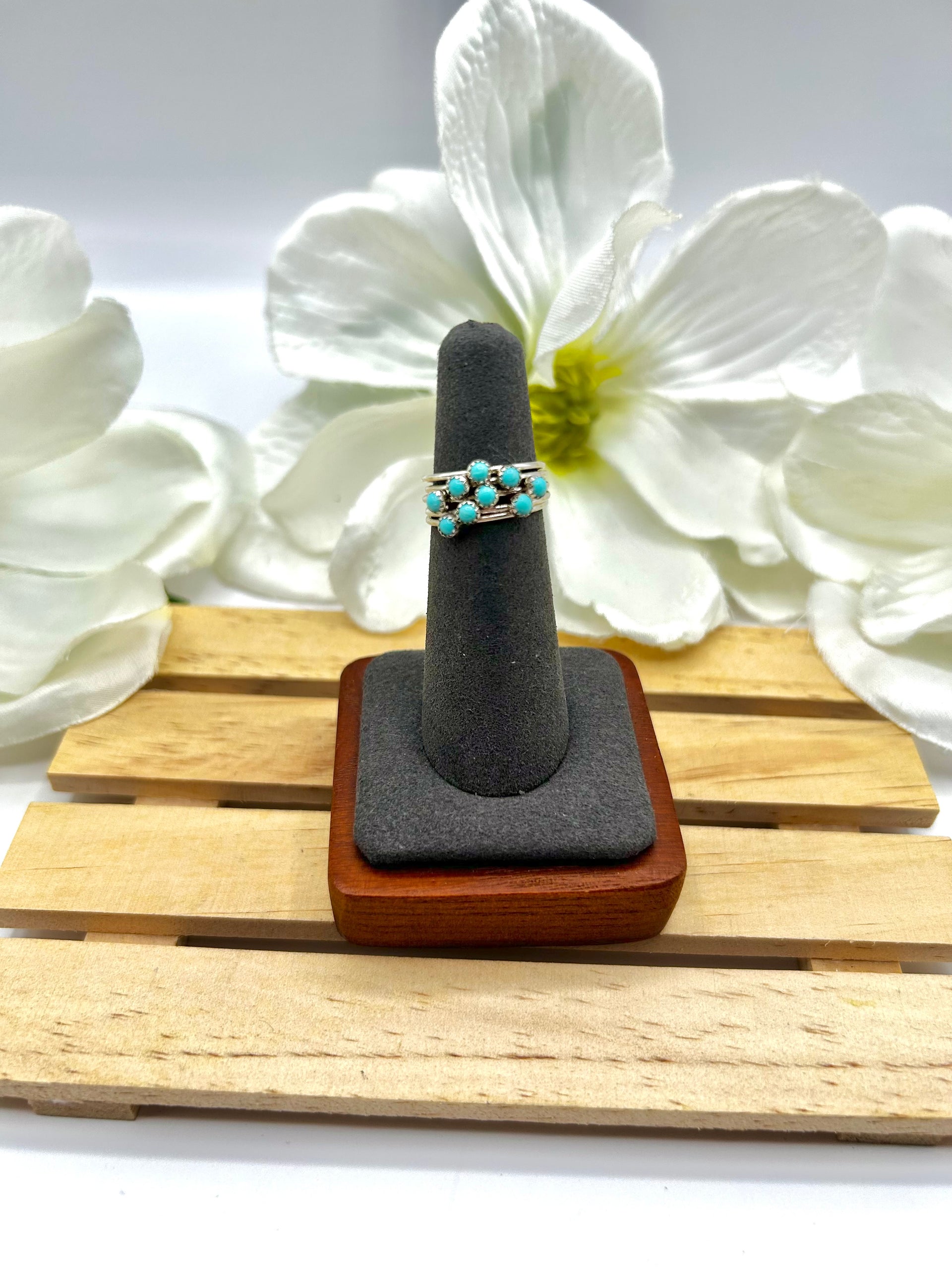Navajo Made Kingman Turquoise & Sterling Silver Ring