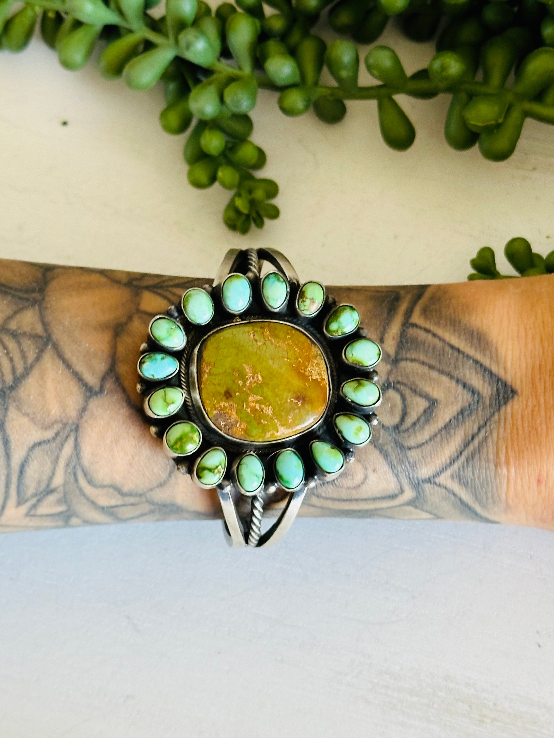 Shelia Becenti Multi Turquoise & Sterling Silver Cuff Bracelet