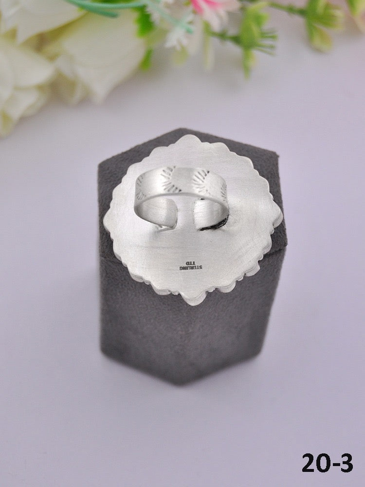 Southwest Made Multi Stone & Sterling Sliver Cluster Adjustable Ring