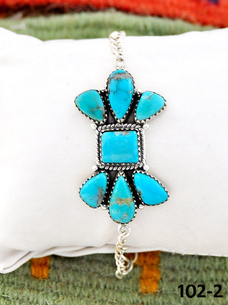 Southwest Made Campitos Turquoise & Sterling Silver Bracelet