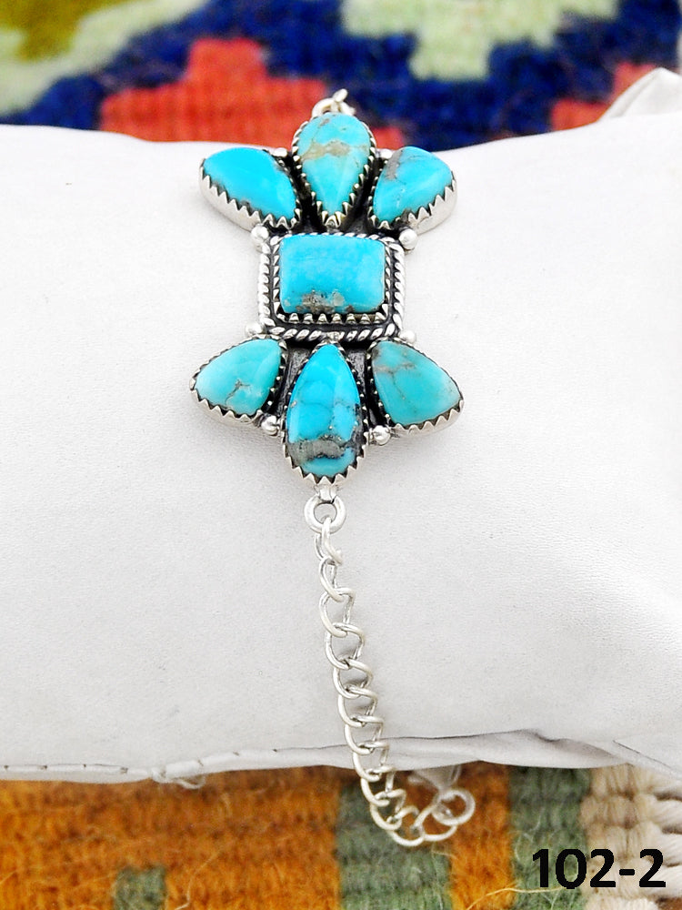 Southwest Made Campitos Turquoise & Sterling Silver Bracelet