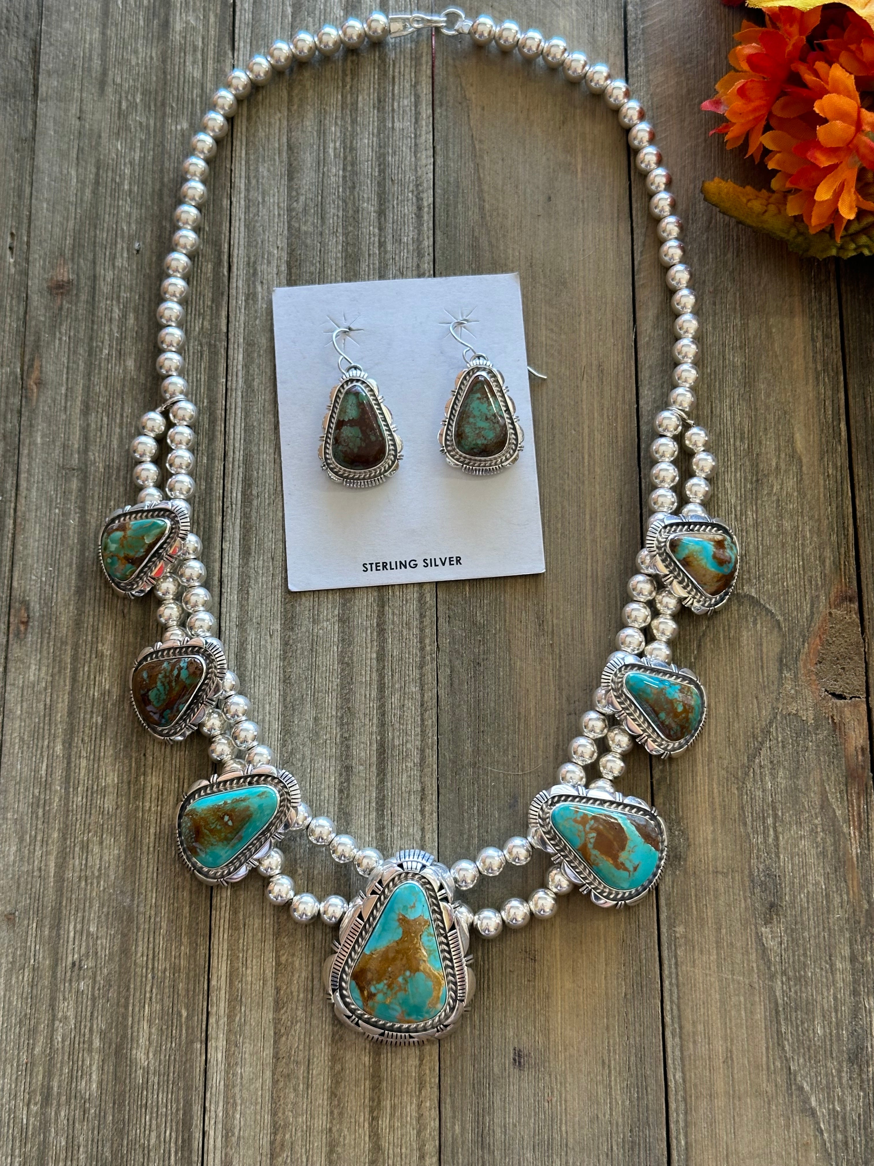 Larry Moses Yazzie Royston Turquoise & Sterling Silver Necklace Set