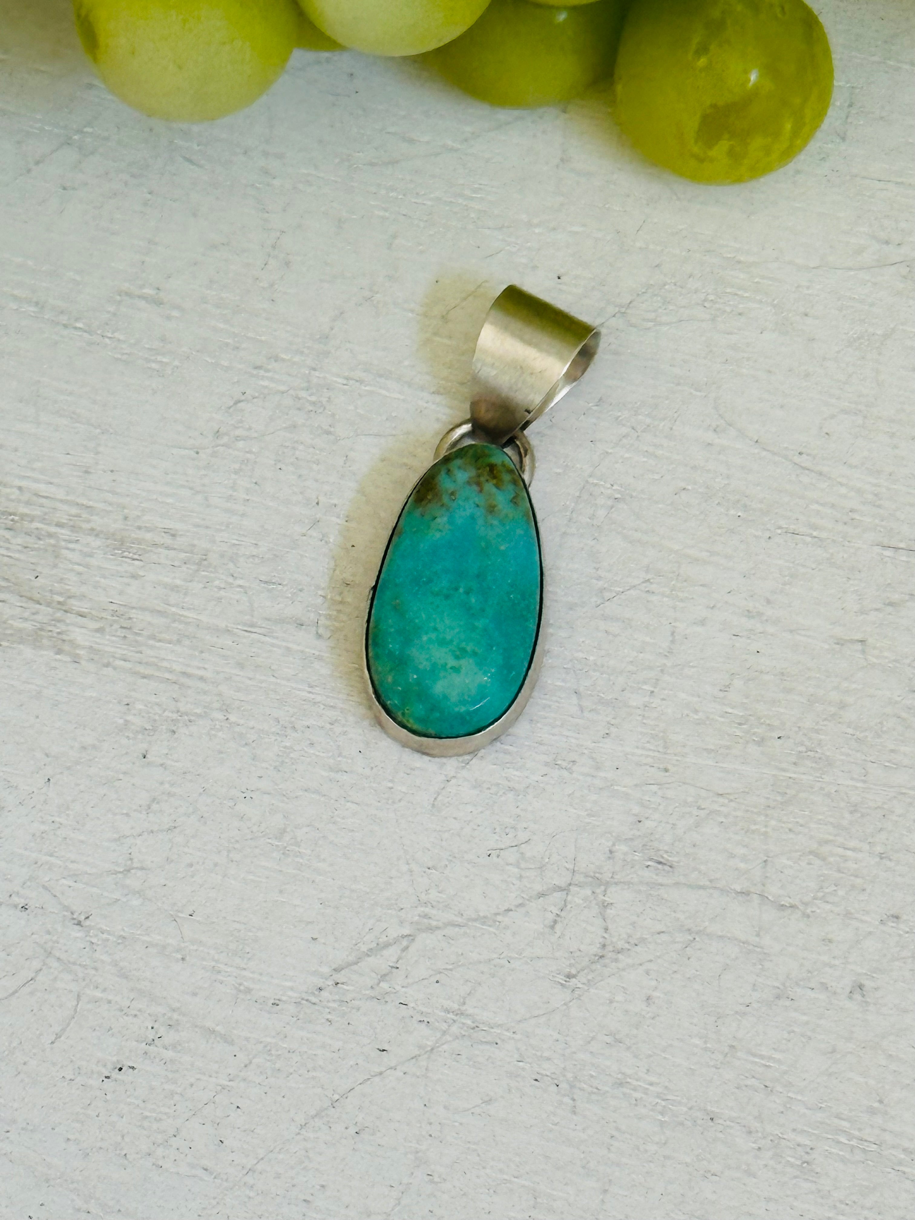 Navajo Made Carico Lake Turquoise & Sterling Silver Pendant