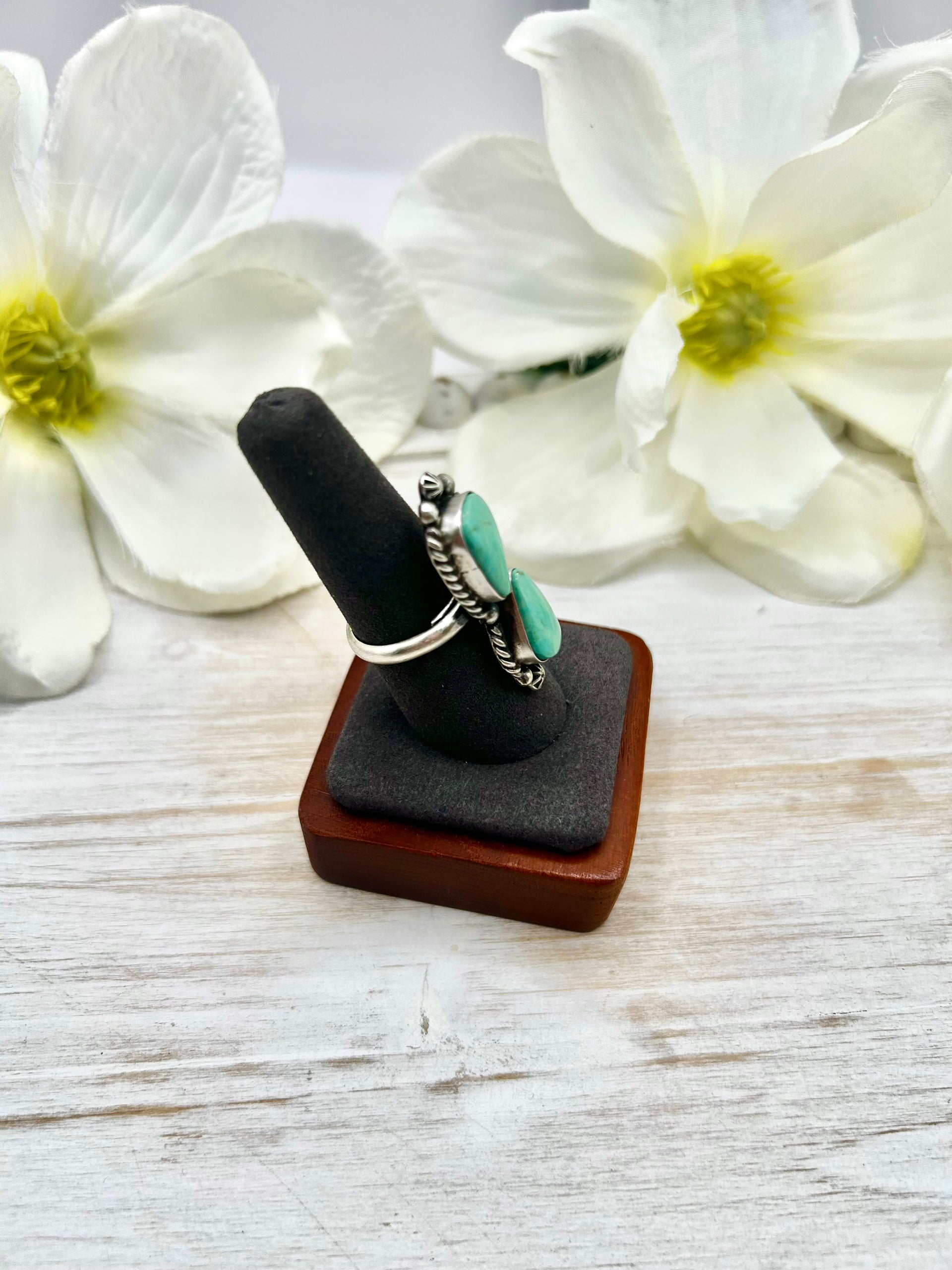 Eugene Belore Kingman Turquoise & Sterling Silver Adjustable Ring