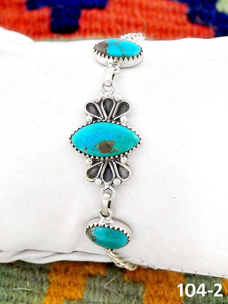 Southwest Made Campitos Turquoise & Sterling Silver Bracelet