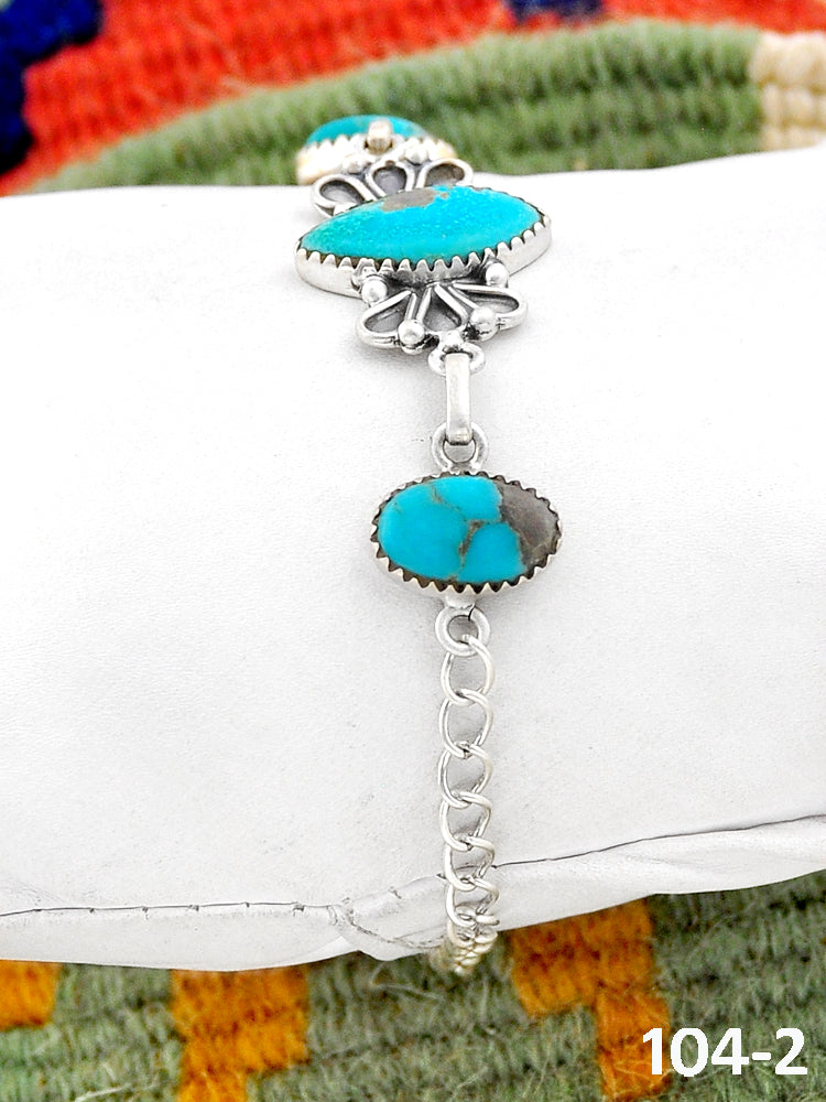 Southwest Made Campitos Turquoise & Sterling Silver Bracelet