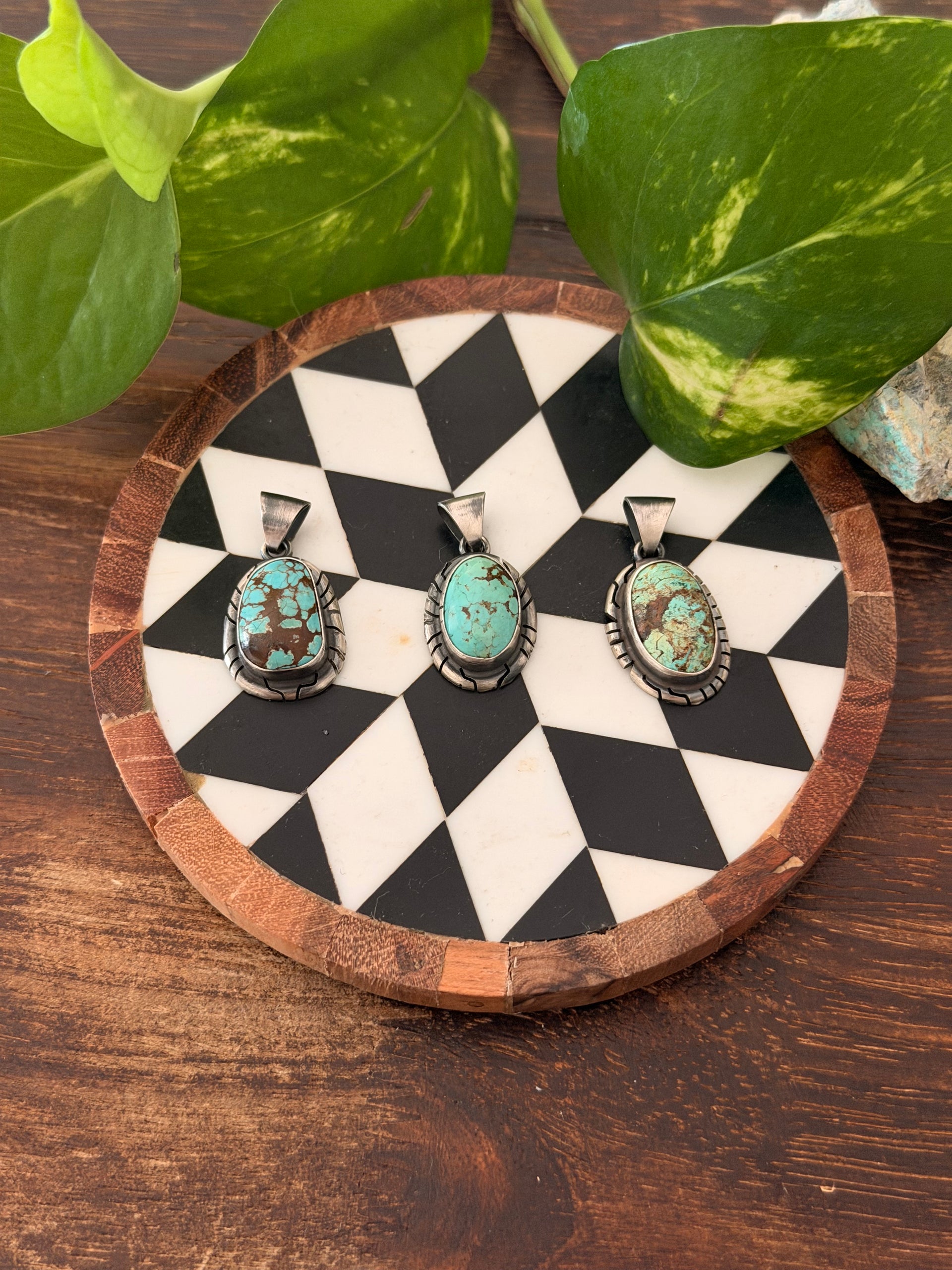 Navajo Made Number 8 Turquoise & Sterling Silver Pendant