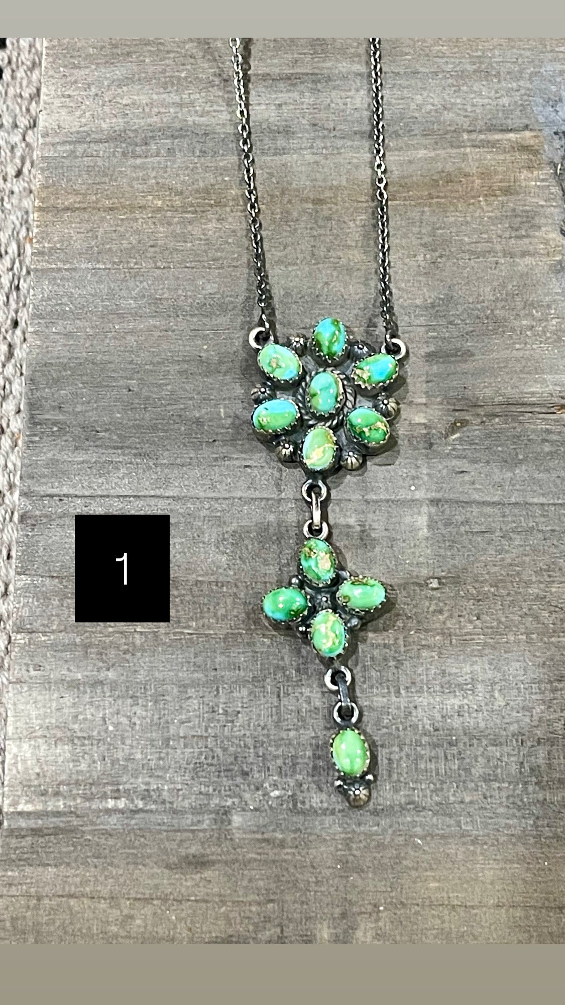 Southwest Handmade Sonoran Mountain Turquoise & Sterling Cluster Necklace