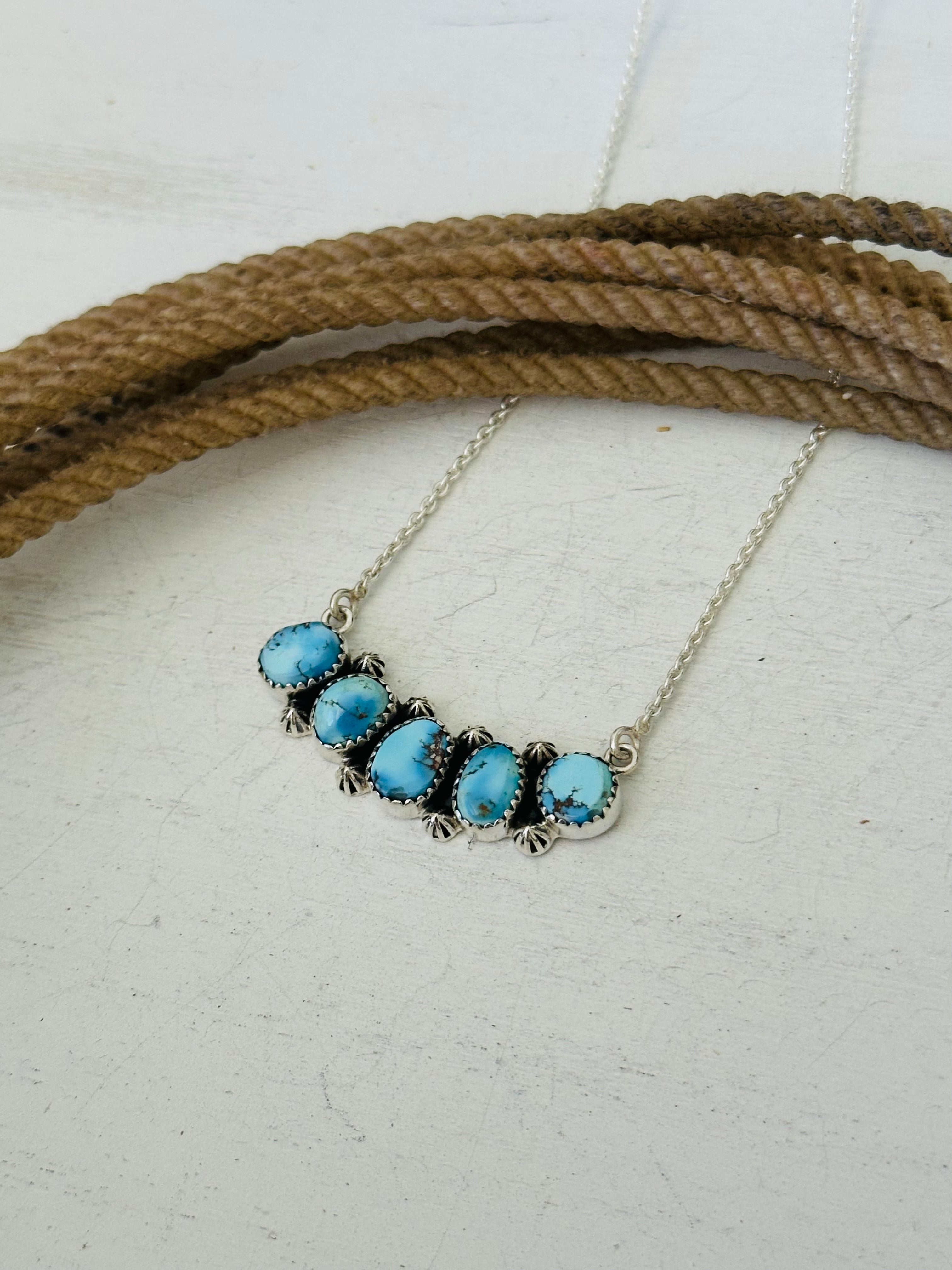 Southwest Handmade Golden Hills Turquoise & Sterling Silver Necklace