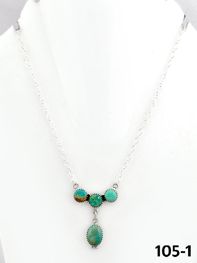 Southwest Made Carico Lake Turquoise & Sterling Silver Necklace