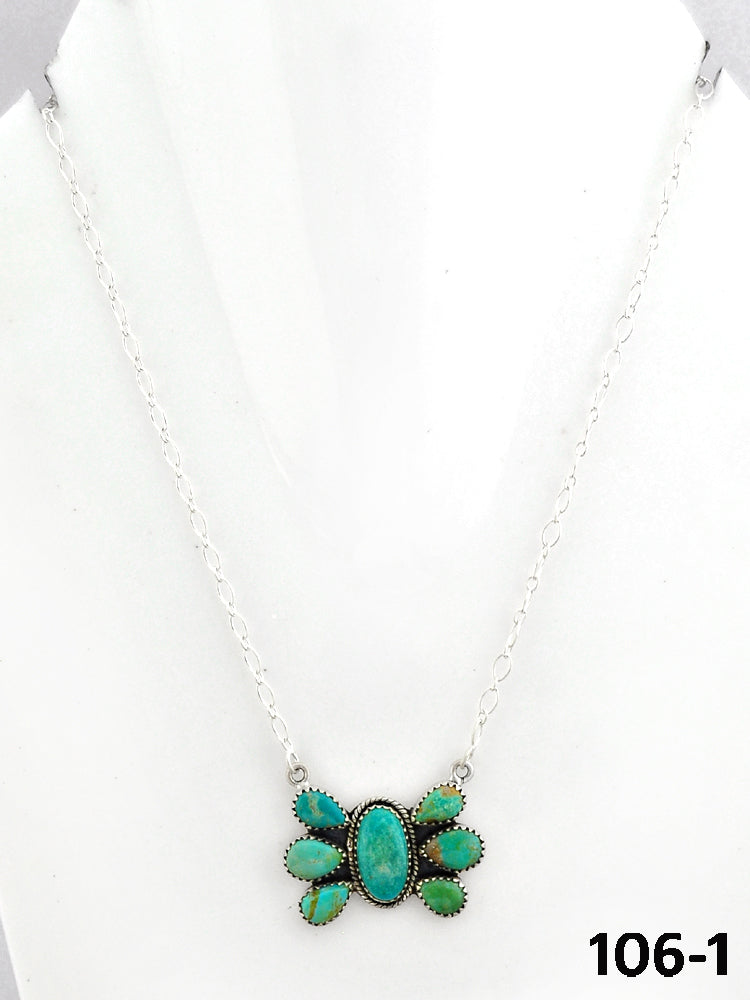 Southwest Made Carico Lake Turquoise & Sterling Silver Necklace