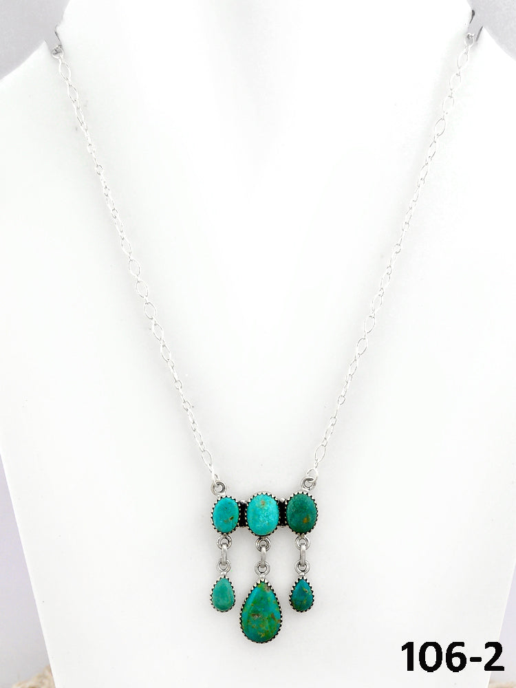 Southwest Made Carico Lake Turquoise & Sterling Silver Necklace