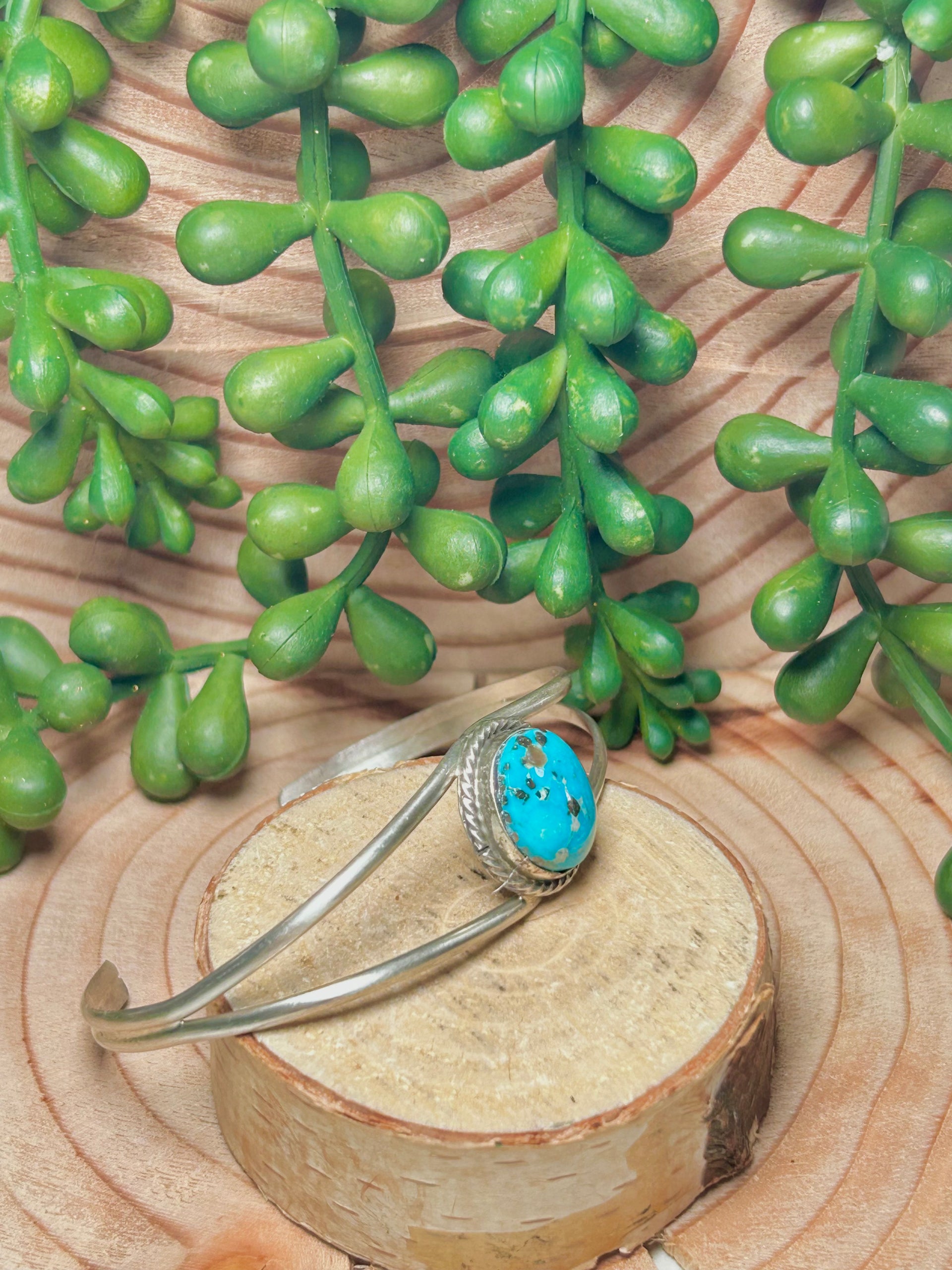 Navajo Made Kingman Turquoise & Sterling Silver Cuff Bracelet