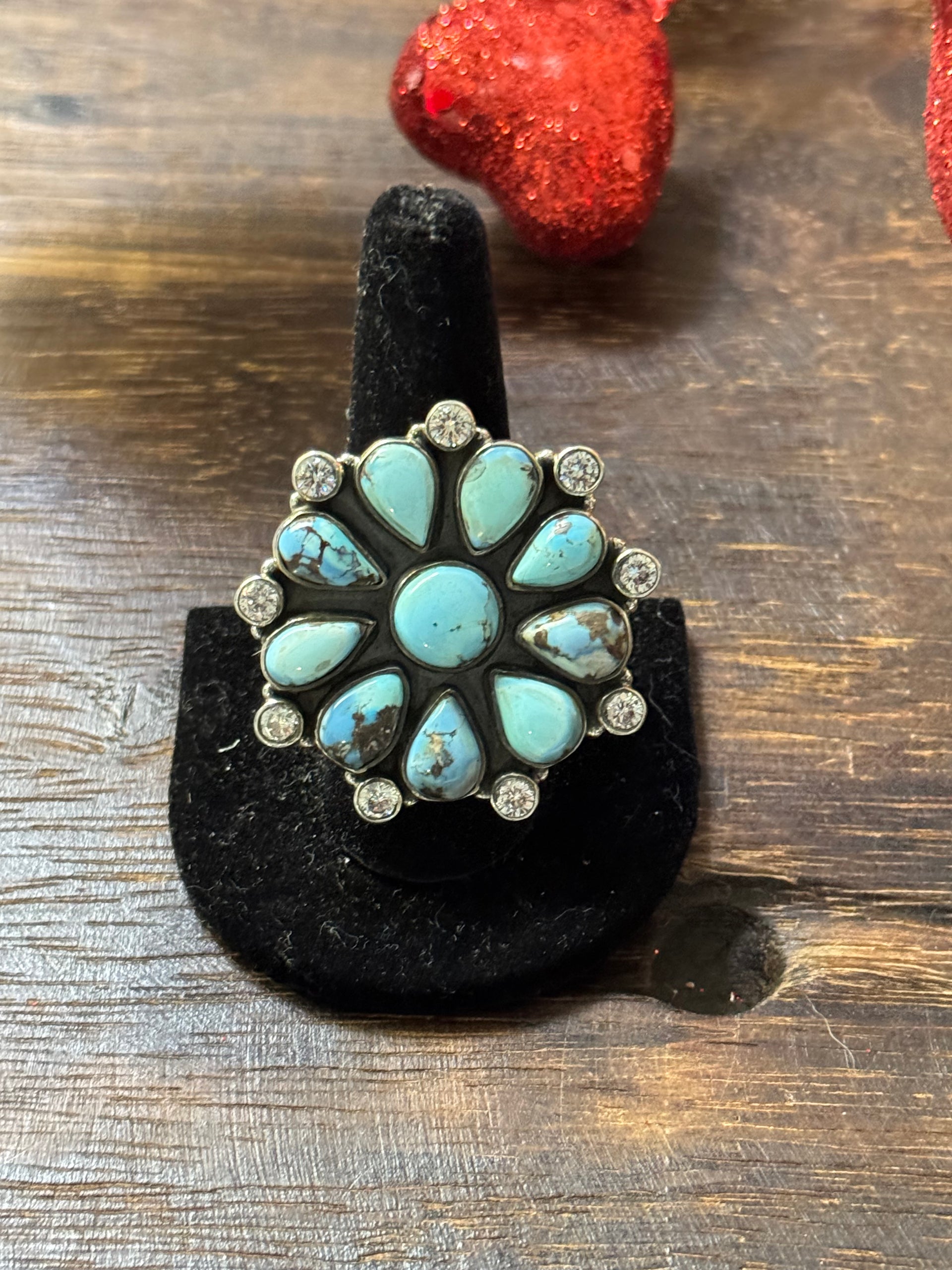 Southwest Handmade Multi Stone & Sterling Silver Adjustable Cluster Ring