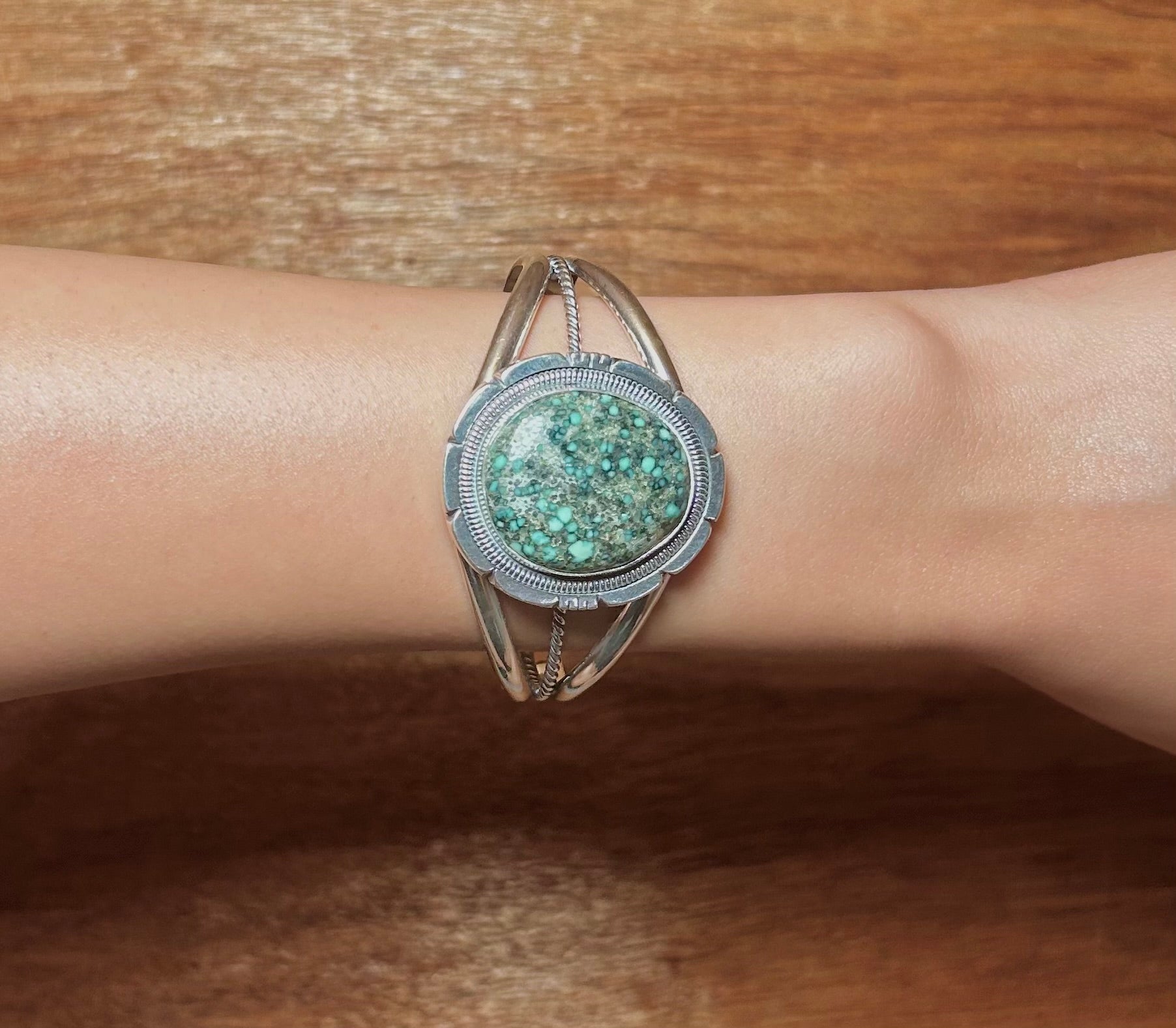 Wydell Billie New Lander Varicsite & Sterling Silver Cuff Bracelet