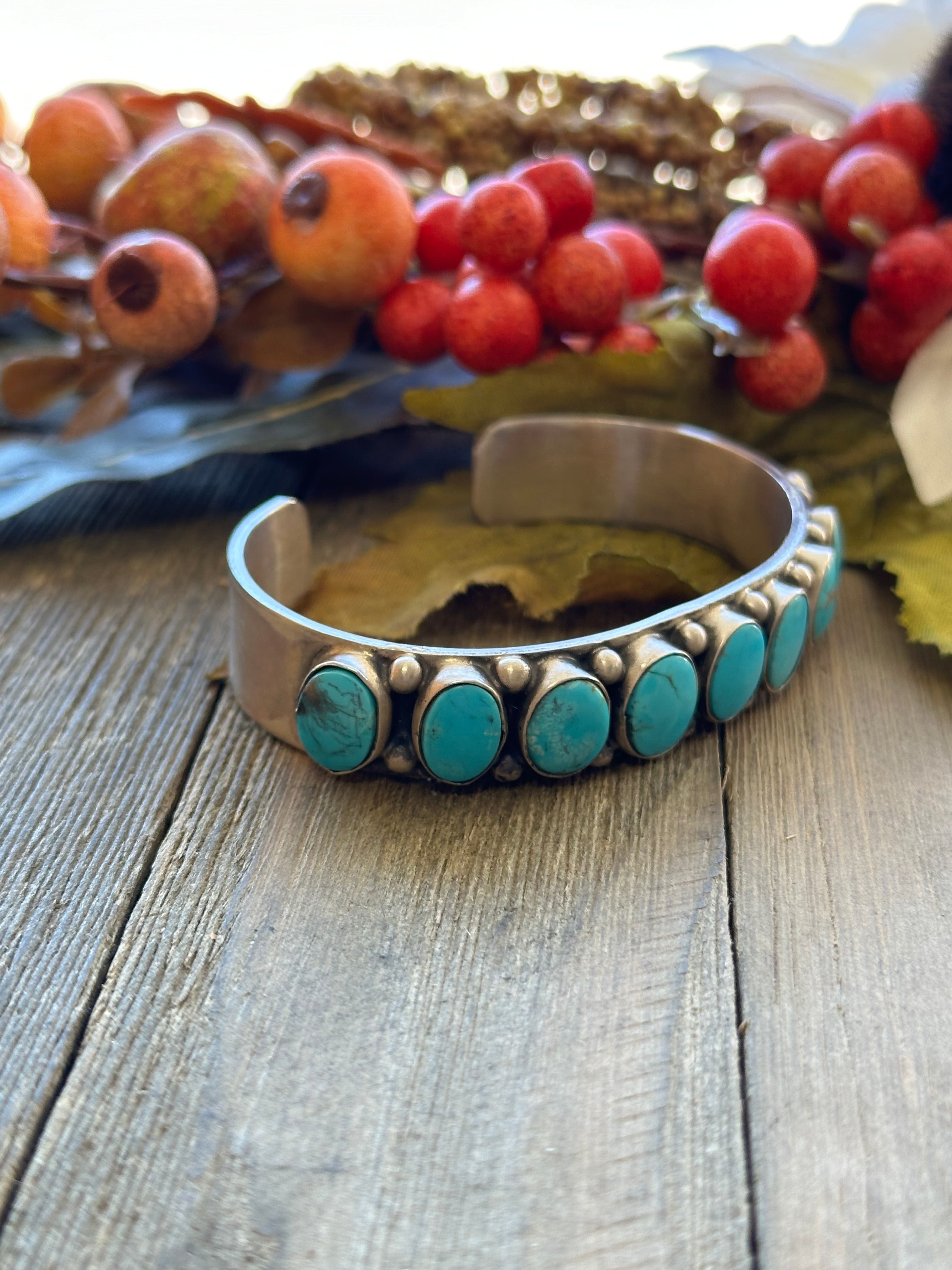 Bobby Johnson Blue Ridge Turquoise & Sterling Silver Cuff Bracelet