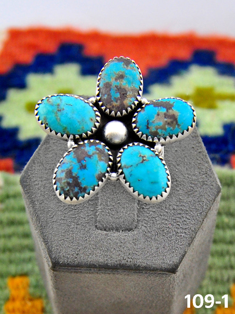 Southwest Handmade Red Skin Turquoise & Sterling Silver Adjustable Ring