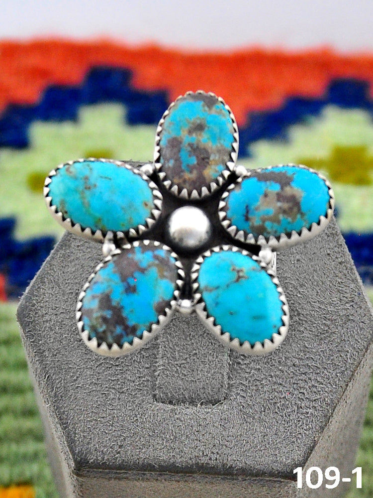 Southwest Handmade Red Skin Turquoise & Sterling Silver Adjustable Ring