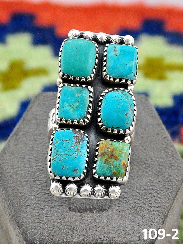 Southwest Handmade Red Skin Turquoise & Sterling Silver Adjustable Ring