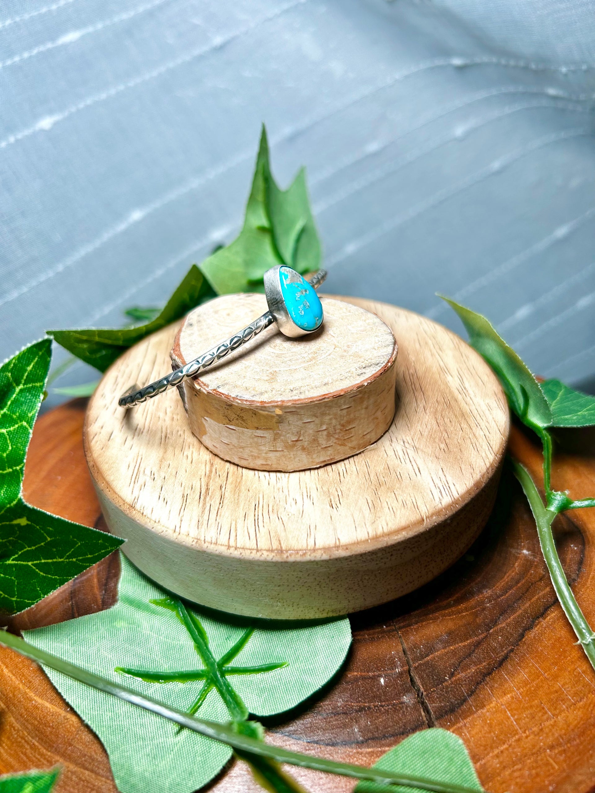 Navajo Made Kingman Turquoise & Sterling Silver Cuff Bracelet