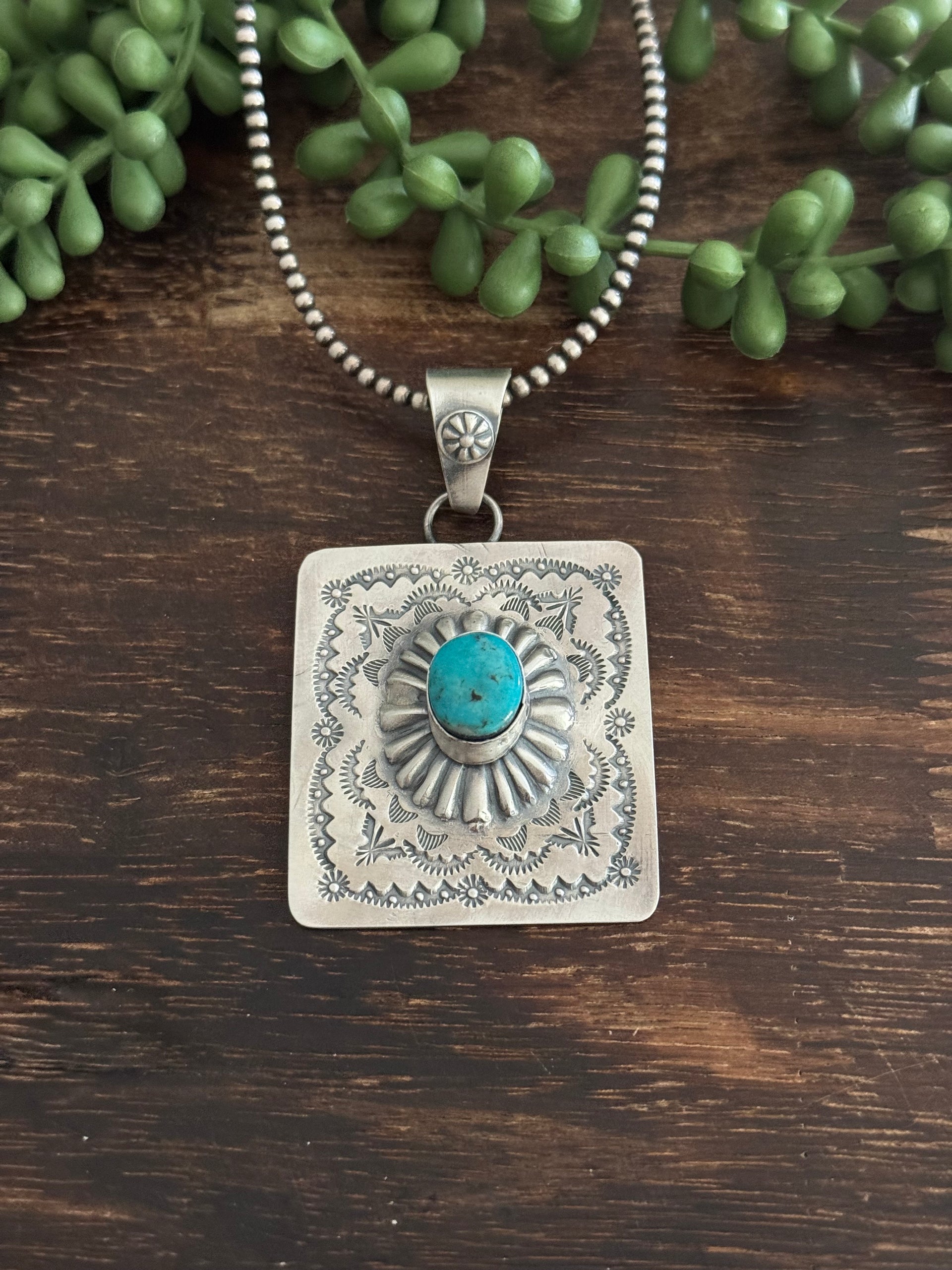 Delbert Secatero Kingman Turquoise & Sterling Silver Pendant