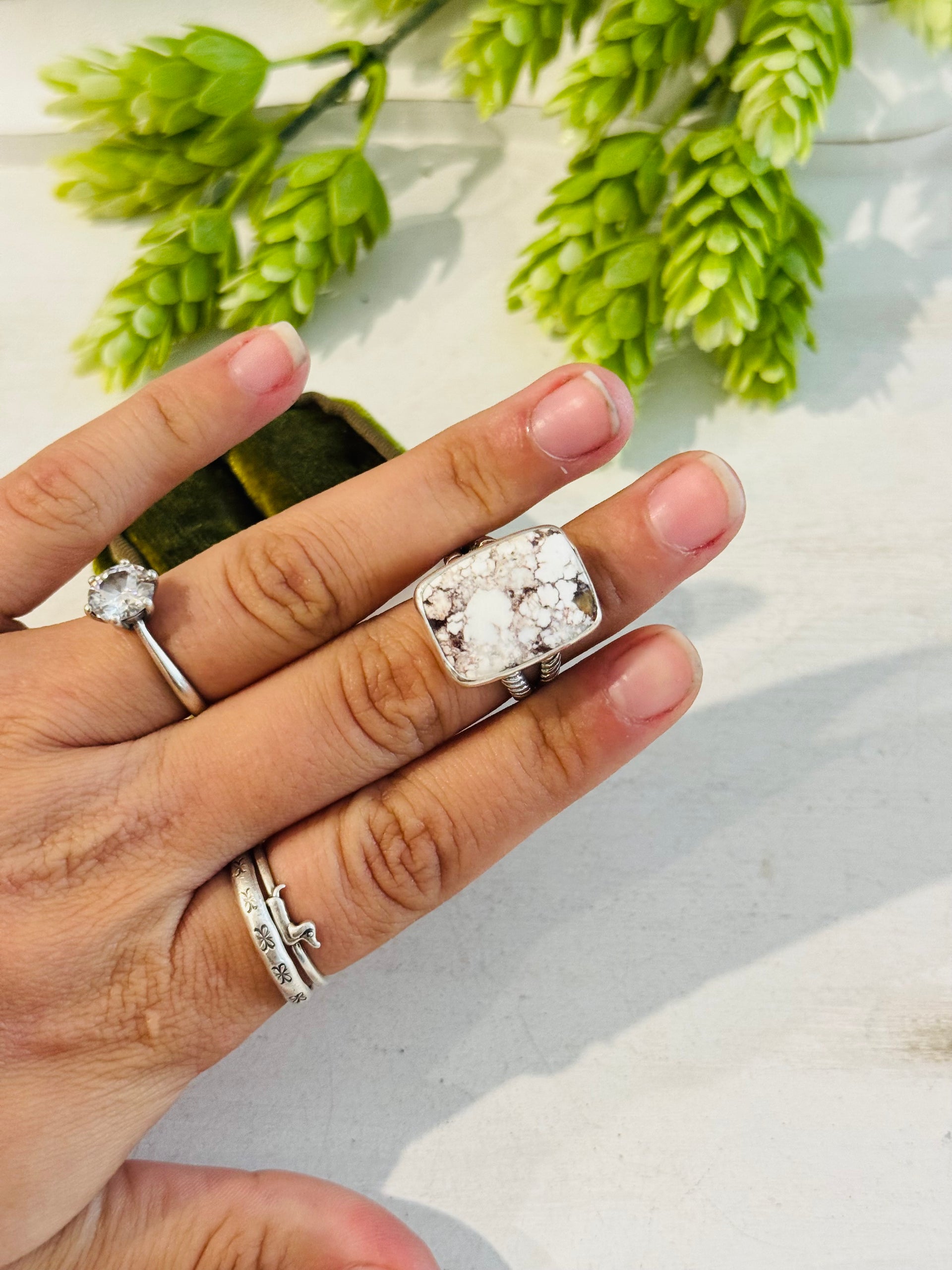 Southwest Made Wild Horse & Sterling Sliver Ring Size 7.75