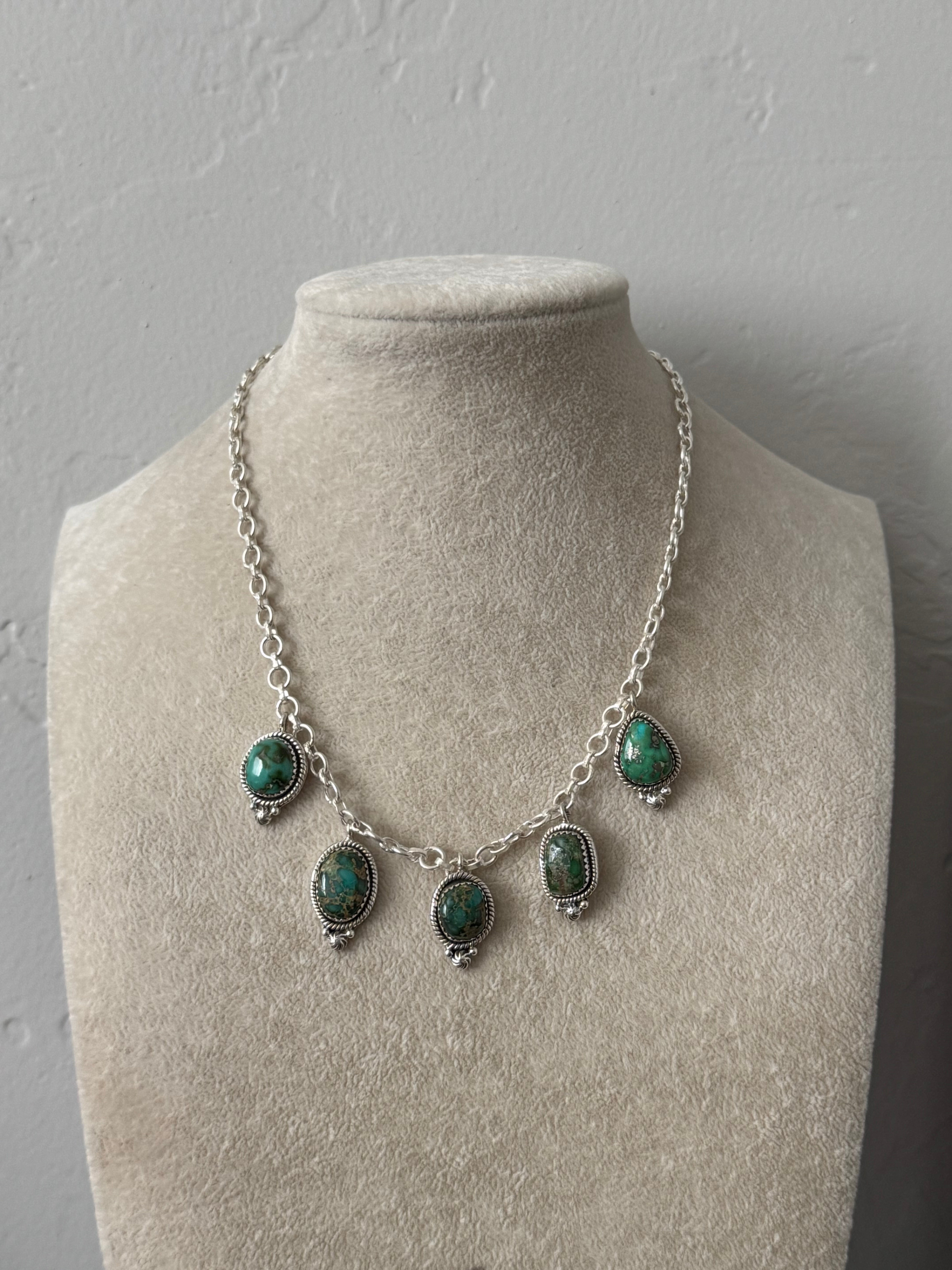 Southwest Handmade Sonoran Mountain Turquoise & Sterling Silver Necklace