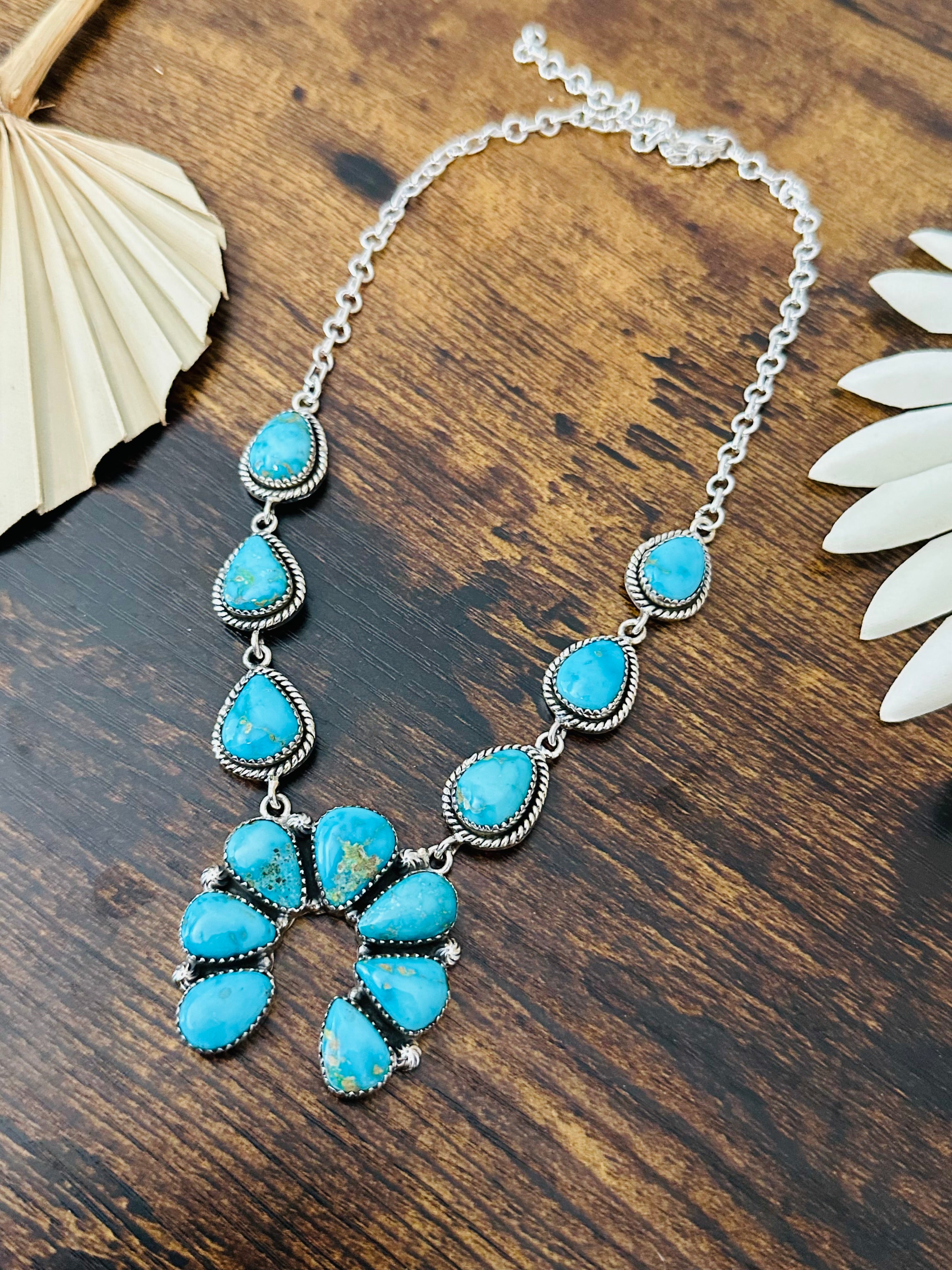 TTD “Katie” Sonoran Mountain Turquoise & Sterling Silver Cluster Naja Necklace