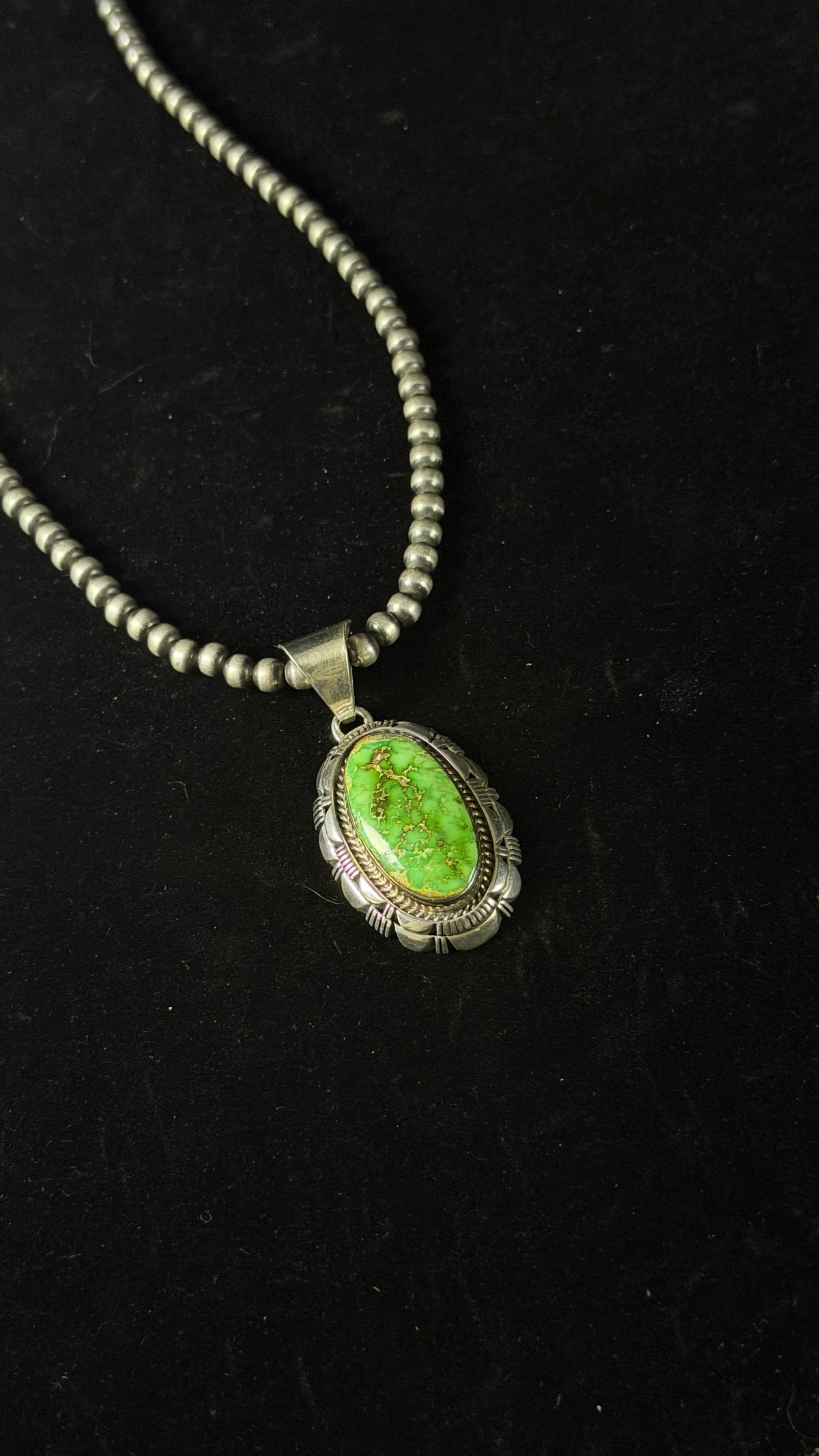 Larry Moses Yazzie Sonoran Gold Turquoise & Sterling Silver Pendant
