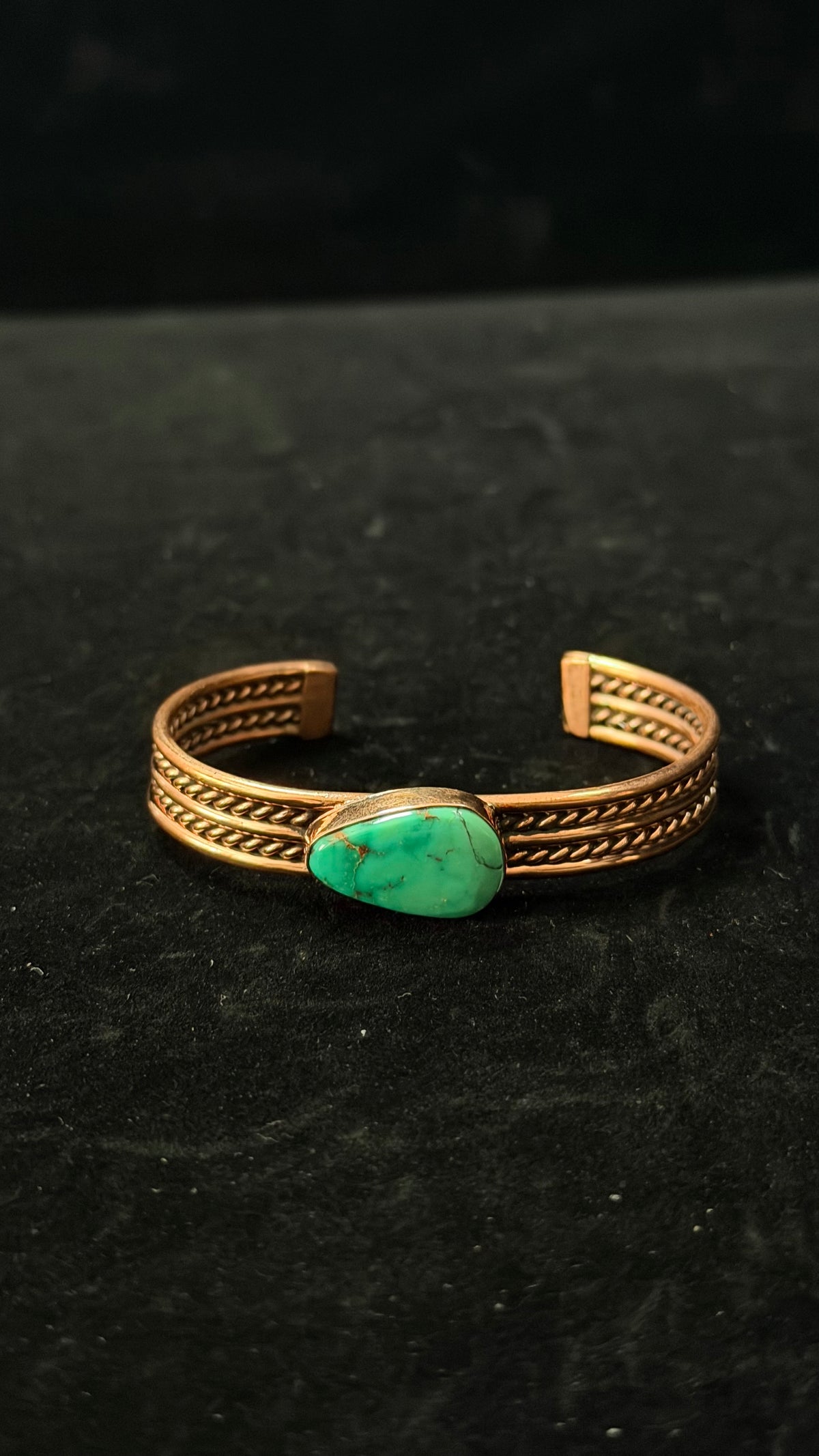 Navajo Made Kingman Turquoise & Copper Cuff Bracelet
