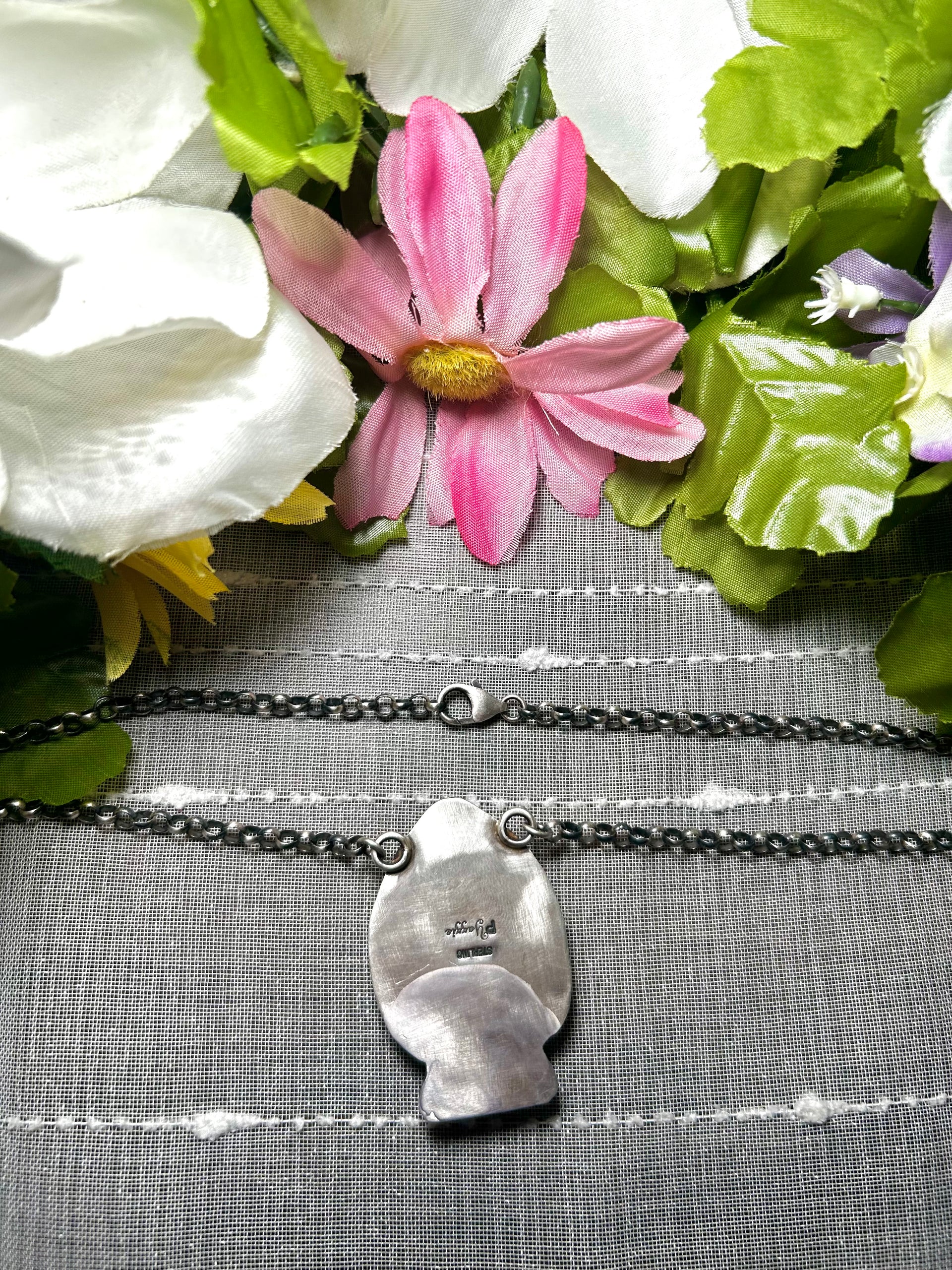 Navajo Made Multi Stone  & Sterling Silver Necklace