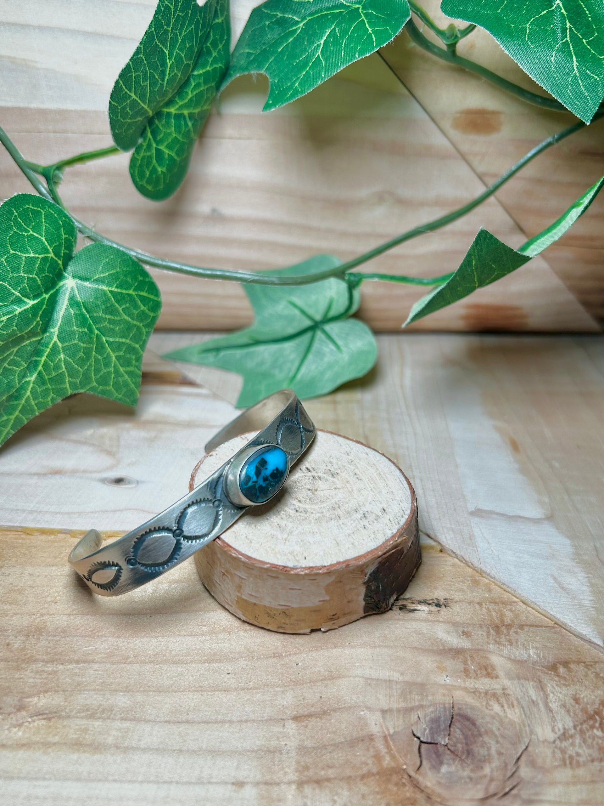 Navajo Made Carico Lake Turquoise & Sterling Silver Cuff Bracelet