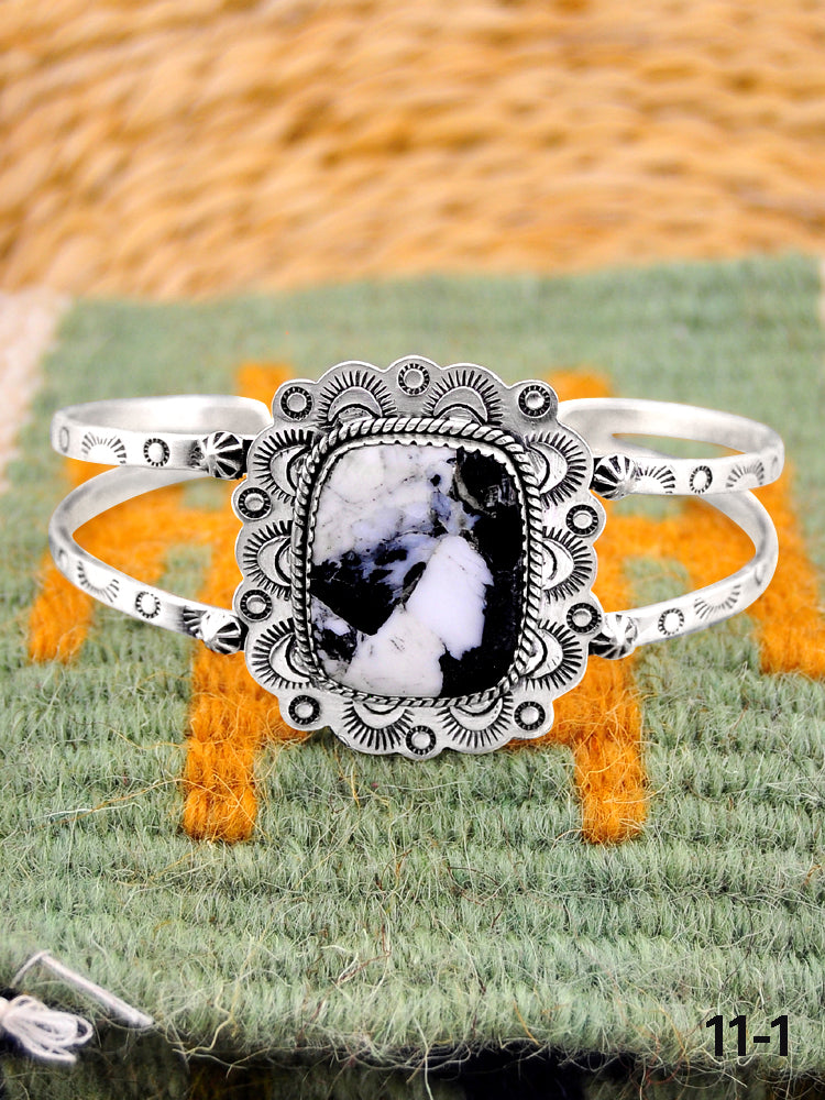Southwest Handmade White Buffalo & Sterling Silver Cuff Bracelet