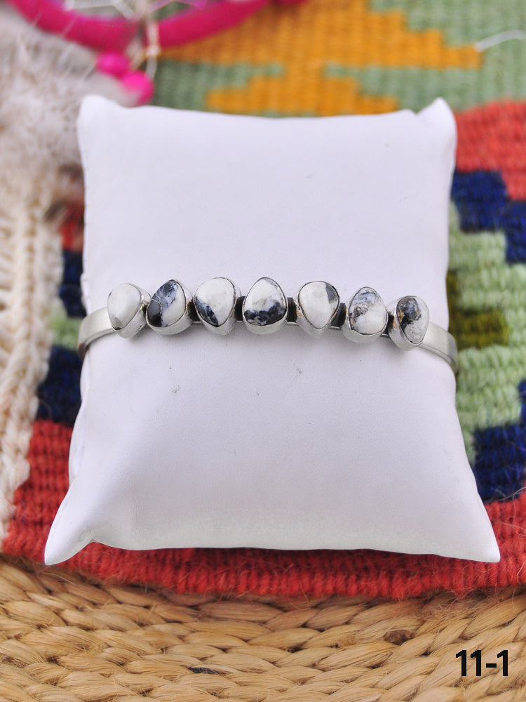 Southwest Made White Buffalo & Sterling Silver Cuff Bracelet