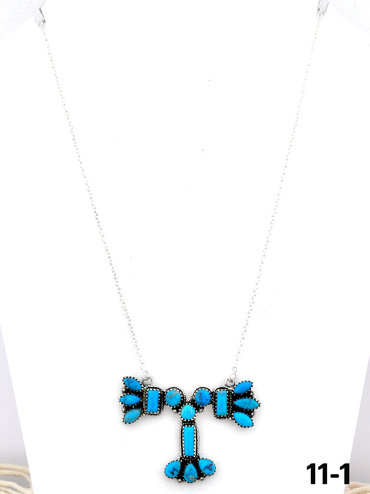 Southwest Made Blue Turquoise & Sterling Silver Necklace