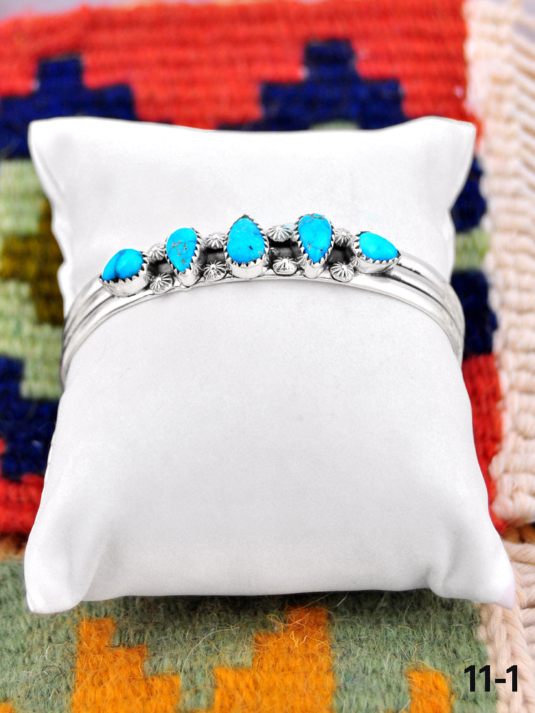 Southwest Handmade South Hill Turquoise & Sterling Silver Cuff Bracelet
