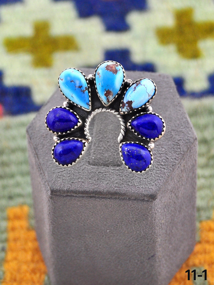 Southwest Handmade Lapis with Golden Hills & Sterling Silver Ring